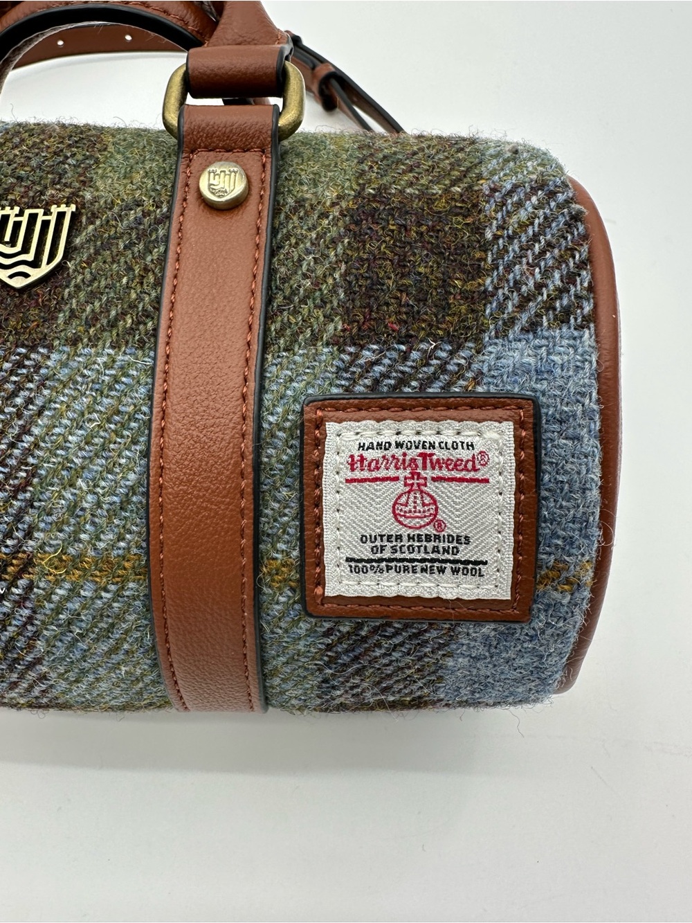 Harris Tweed Wool cross body Bag in Brown & Green